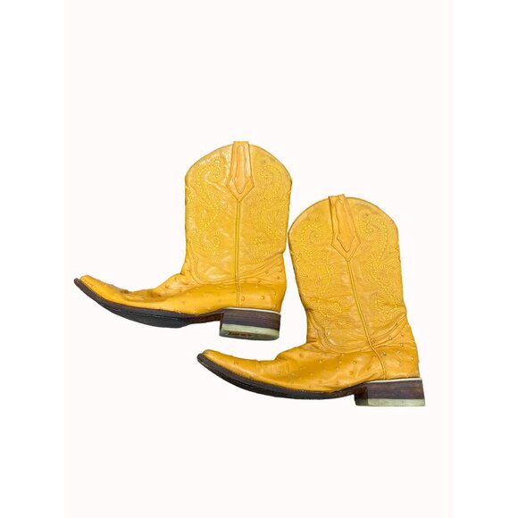Potrero men’s leather orange western cowboy boots shoes size 8 SKU 4283 main image 10